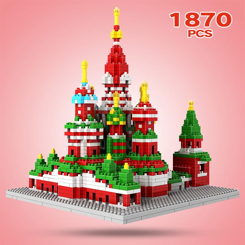 

1870Pcs Toys for Kids Creator Mini Diamond Famous Architecture Saint Basil's Cathedral 3D Church Model Building Blocks Bricks