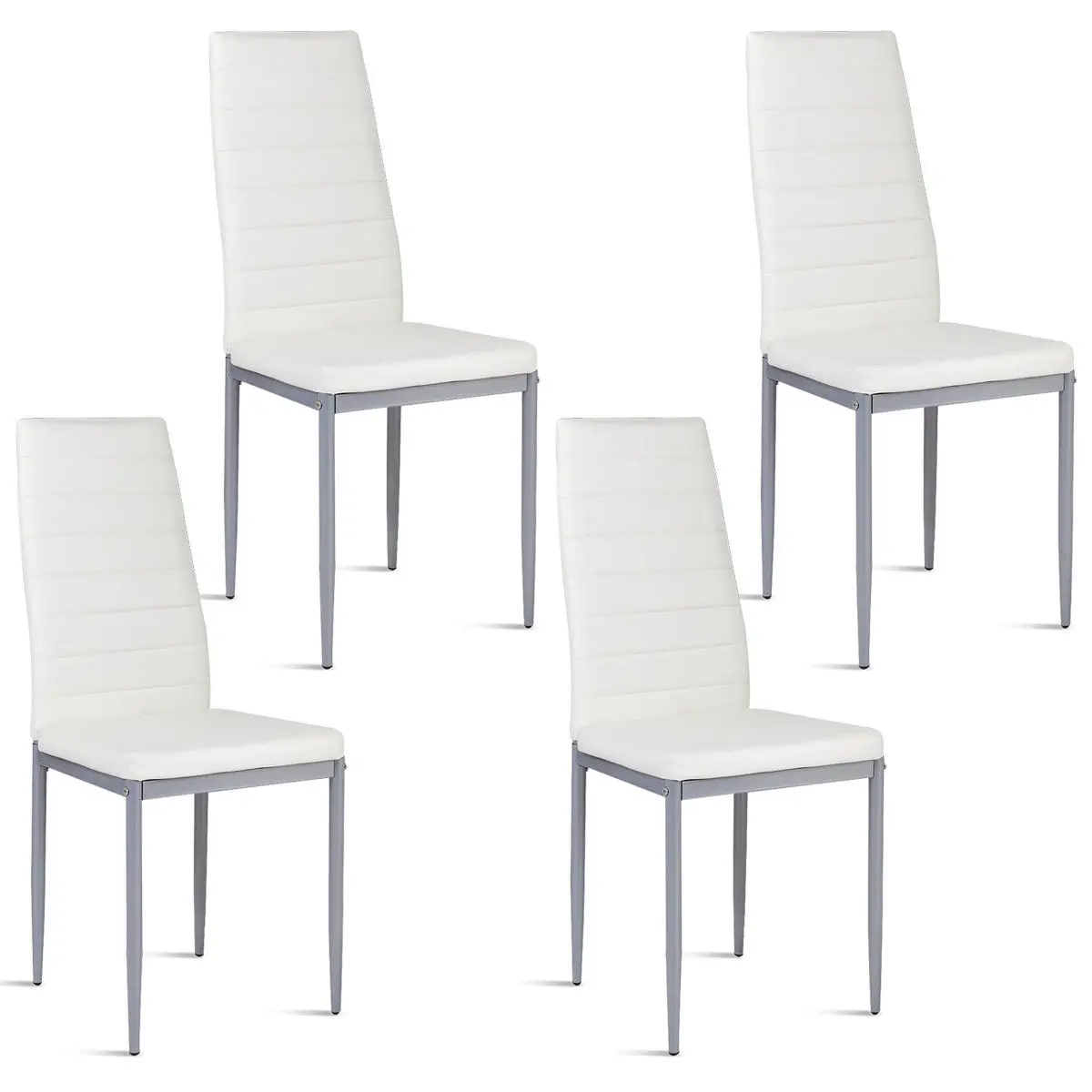 

Costway Set of 4 PU Leather Dining Side Chairs Elegant Design Home Furniture White