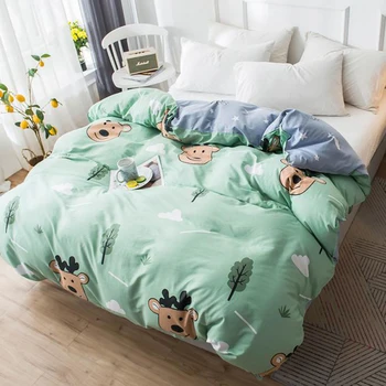 

Children Green Forest Fawn Printed Duvet Cover 100% Cotton Fabric 1pc Quilt Cover Queen King Size Comforter Cover Bed Linen Gift