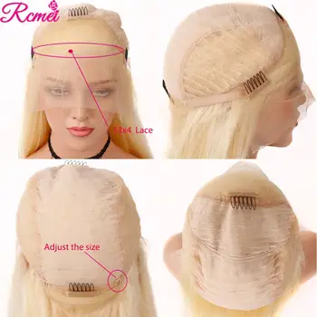 Rcmei 13x4 Glueless 613 Honey Blonde Lace Front Wig Brazilian Straight Lace Front Human Hair Wigs Pre Plucked Lace Remy Wig 150% 3
