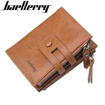 

New Vintage Men Zipper Hasp Short Wallet PU Leather Money Pocket Coin Purse Organizer Card Holder High Capacity Top Quality