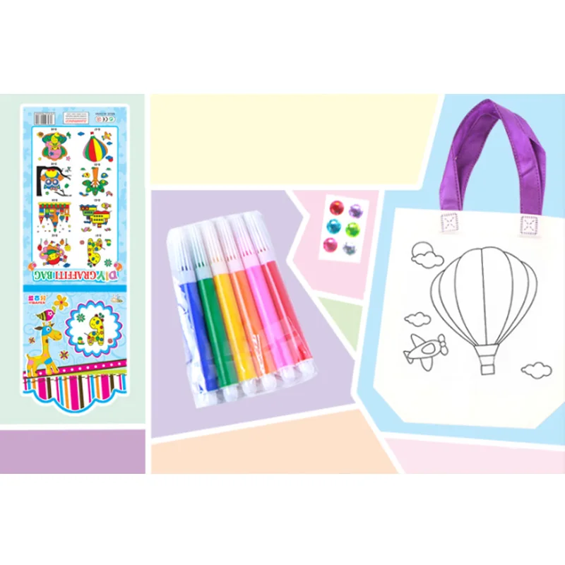 

Children DIY Handmade Coloured Drawing Graffiti 22*25CM Nonwoven Fabric Bag Handmade Blank Hand-Painted Eco-friendly Bag