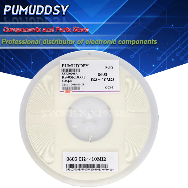5000 шт. 0603 SMD 1/8 Вт Резистор проволочного чипа резисторы 0 Ом ~ 10 м ом 0R 1K 4 7 K 4K7 10K 100K |