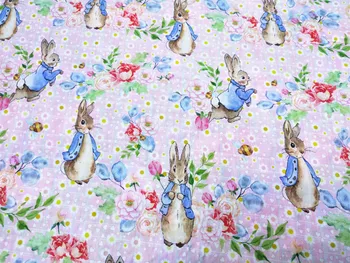

Digital Printing Cotton Fabric Alice Rabbit Printed Fabric Sewing Material Patchwork Hometextile Cushion Cover DIY Kids Clothes