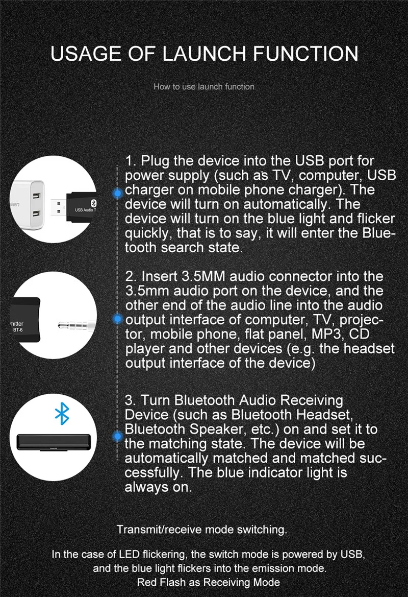 5,0 Bluetooth передатчик приемник Мини 3,5 мм AUX стерео беспроводной Bluetooth адаптер для автомобиля музыка Bluetooth передатчик для телевизора