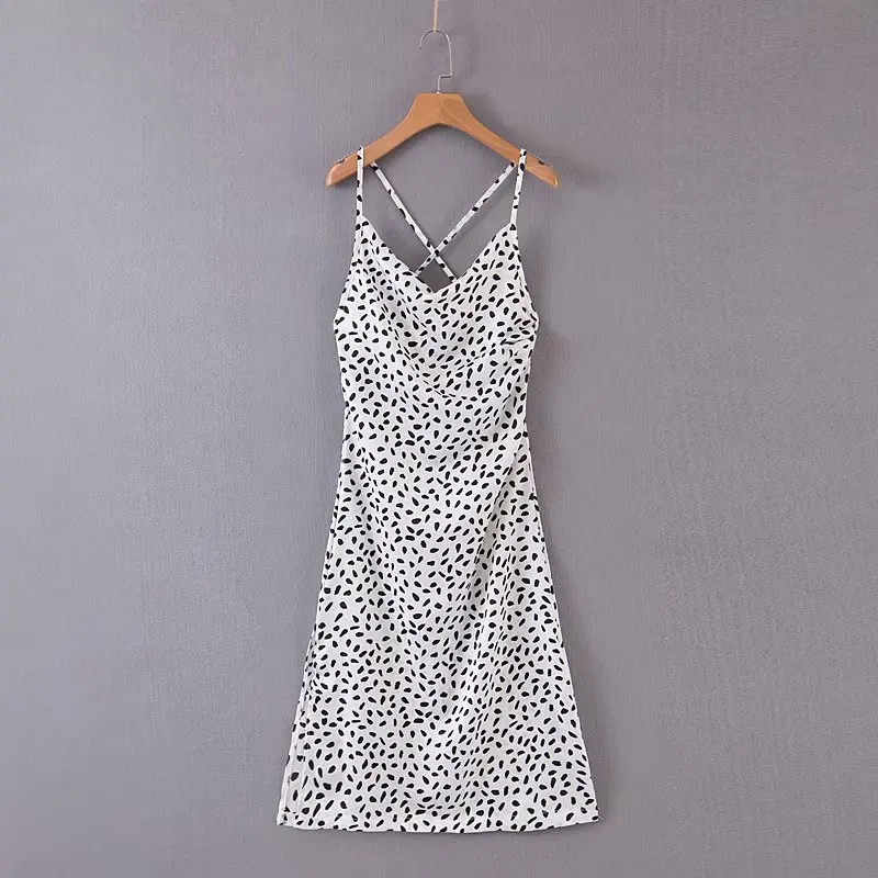 

Western Style Winter New Style Women's Dress Versitile Fashion Slimming Back Bandage Irregular Dotted Medium-length Dress