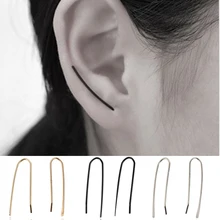 Новые простые Зажимы для бумаги, минималистичные серьги-гвоздики золотого, Серебряного и черного цветов, металлические женские серьги с неровной волной, новые серьги для сережек