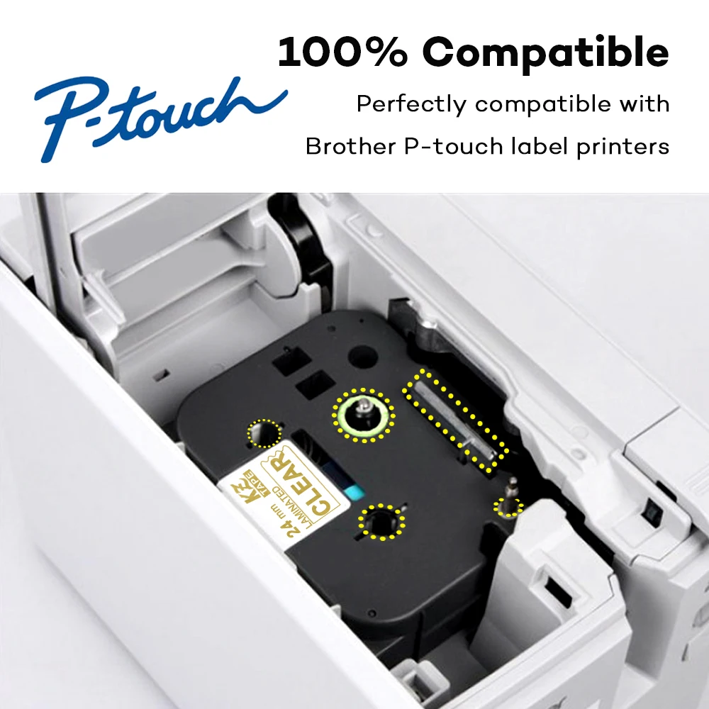 Tze 라벨 테이프 12mm 12mm 리본 투명 라미네이트 테이프 카세트 카트리지 라벨 리본 tze 테이프 Tze-154 tze 154 P-touch PT