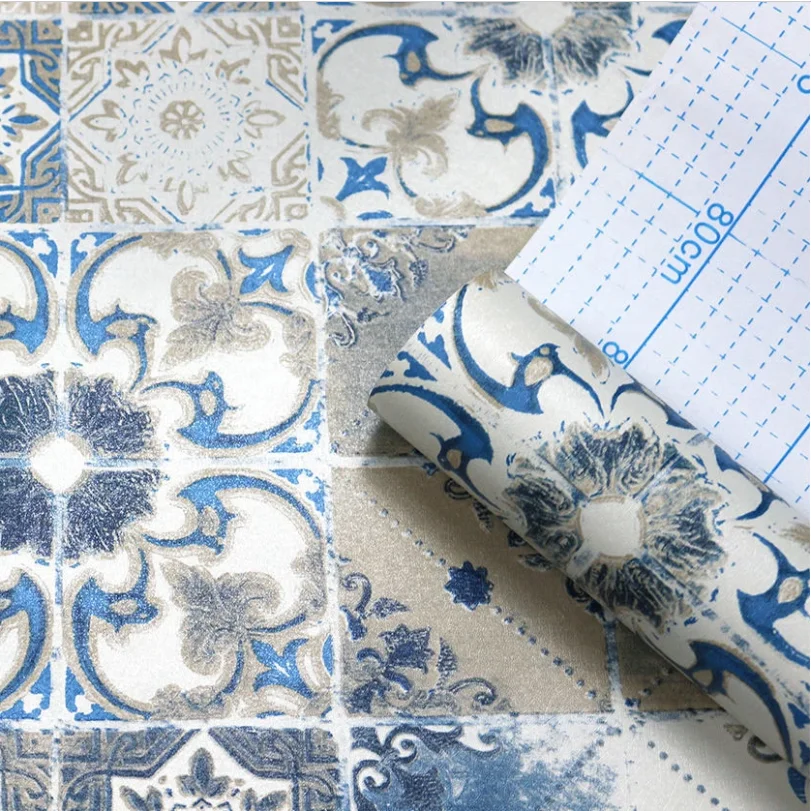 

Самоклеящиеся обои в ретро стиле, декоративные настенные водонепроницаемые и влагостойкие наклейки для плитки для спальни, кухни, 10 м