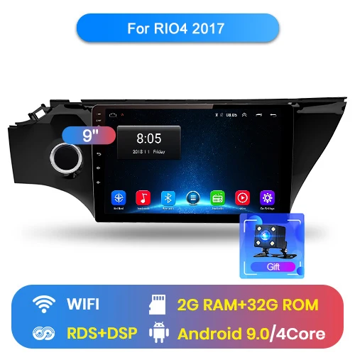Junsun 2G+ 32G Android 9,0 для KIA RIO 4 Авто 2 din автомагнитола стерео плеер Bluetooth gps навигация нет 2din dvd - Цвет: WIFI (2GB 32GB)
