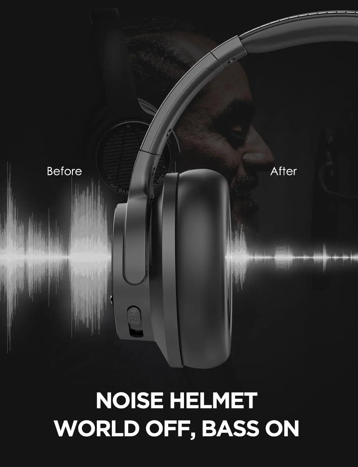 AUSDOM BASS ONE Wireless Headphones Active Noise Cancelling Headphones with Super Deep Bass Bluetooth 5 0 Headphones Headset