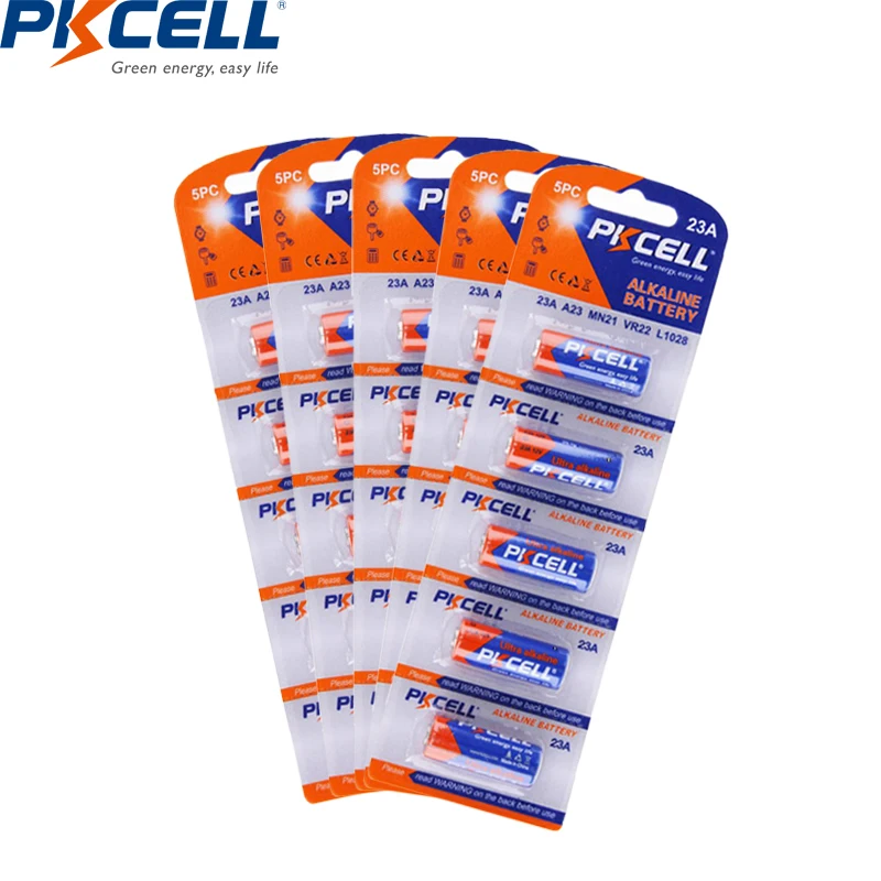 

25PC PKCELL 23A 12V 23A E 21/23 A23 23G A MN21 Battery Alkaline Dry Batteries for doorbell car alarm walkman car remote control