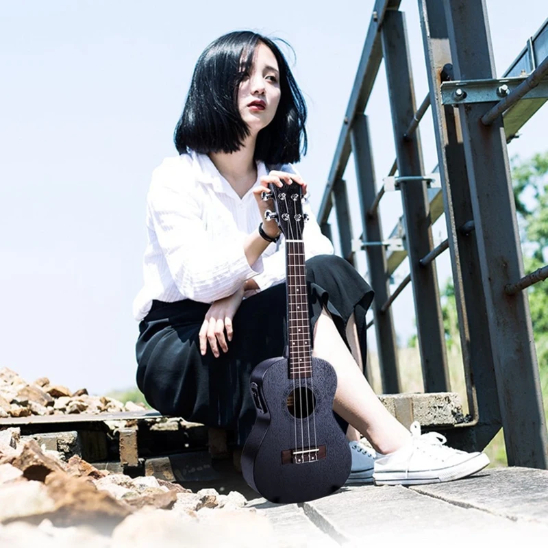 

24 inch Electric Concert Ukulele 4 Strings Mahogany Panel Ukulele Uke Hawaii Guitar Musical Instruments with EQ