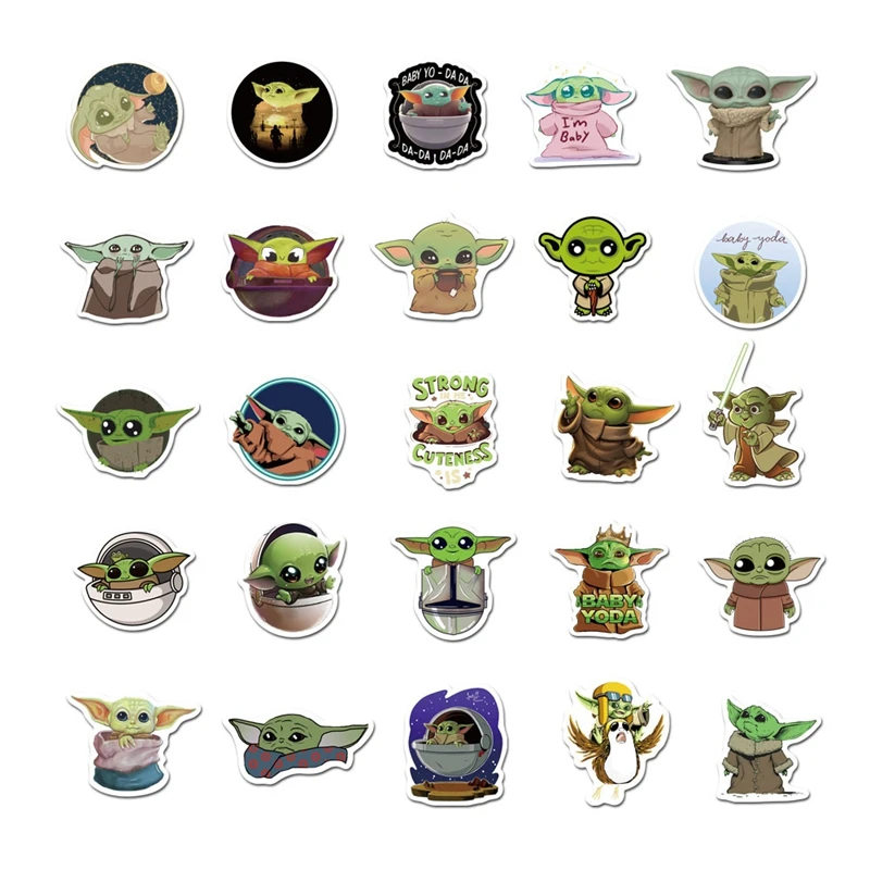 Autocollant Impermeable Et Mignon Motif Baby Yoda Pour Enfant Adhesif Rigolo De Dessin Anime Pour Skateboard Ordinateur Portable Guitare Bagage Style Graffiti 10 50 Pieces Aliexpress