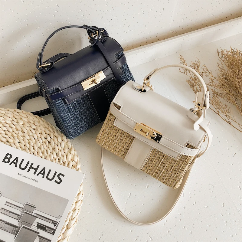 Fashion Summer straw bag Women Handbags Designer Wicker Woven Hobo Bag tote beach bag PU 2022 Summer New Flap Crossbody Bag