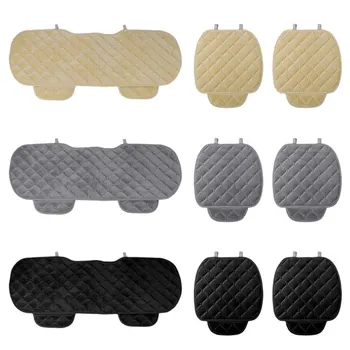 

Beige/Grey/Black 3Pcs/Set Front/Back Car Seat Pads with Buckles Square Soft Cotton Car Seat Cushion Auto Chair Pad Mat Hot