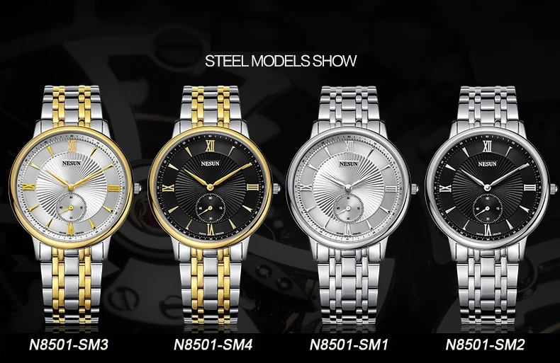 Nesun Швейцария Элитный бренд часы Для женщин Япония кварцевый механизм MIYOTA Для женщин часы Нержавеющая сталь парные наручные часы из часы N8501-SW1