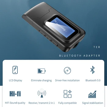 

Bluetooth 5.0 Fully Compatible Wireless Audio Adapter LCD Display USB Interface Fast Speed Receiver Transmitter HIFI Stereo