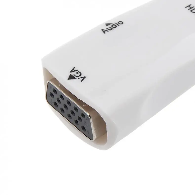 HD белый пластик портативный HDMI к VGA видео адаптер с AV аудио кабель для ПК/ноутбука/DVD/PS3