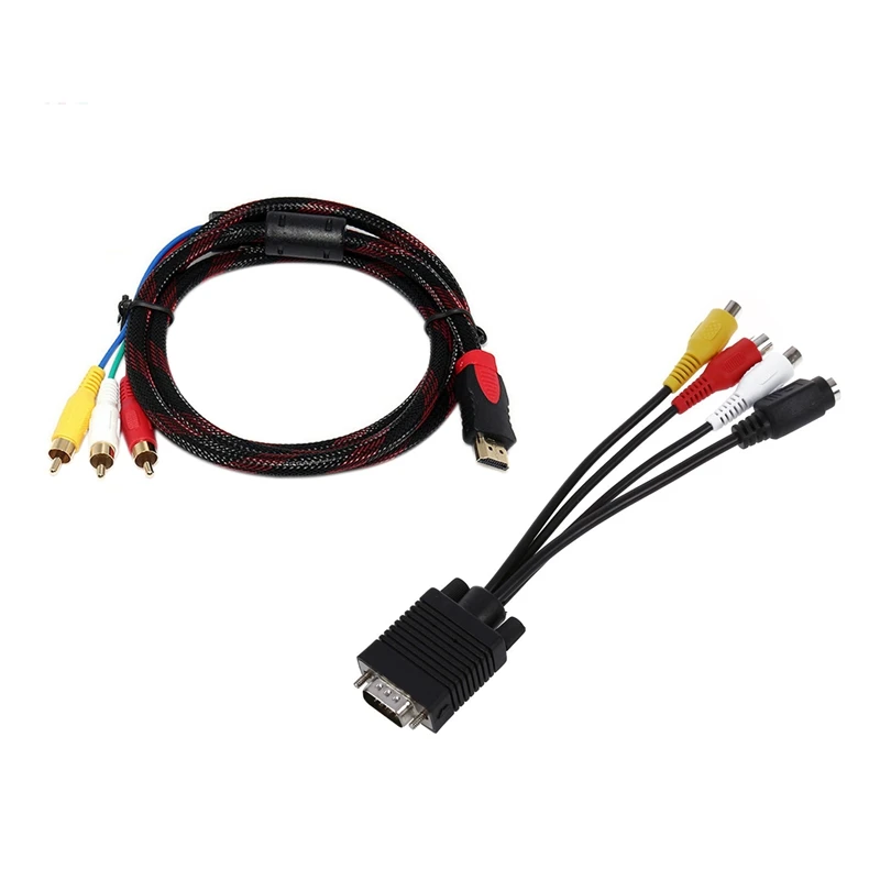 2 шт. Кабель-адаптер: 1 US 5Ft HDMI на 3-RCA видео o AV компонентный кабель-адаптер для HDTV и VGA