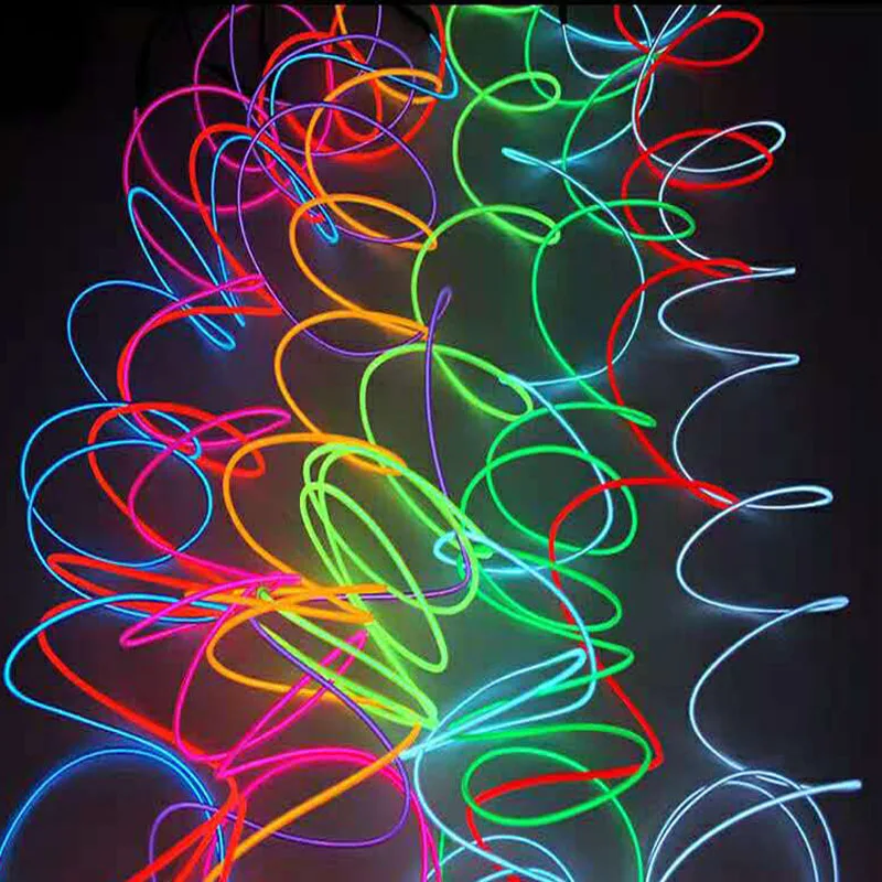 ETbotu 5 m Flexible Neon Light EL Tube de câble métallique Bande LED étanche lampe de décoration de fête avec de voiture 12 V contrôleur 