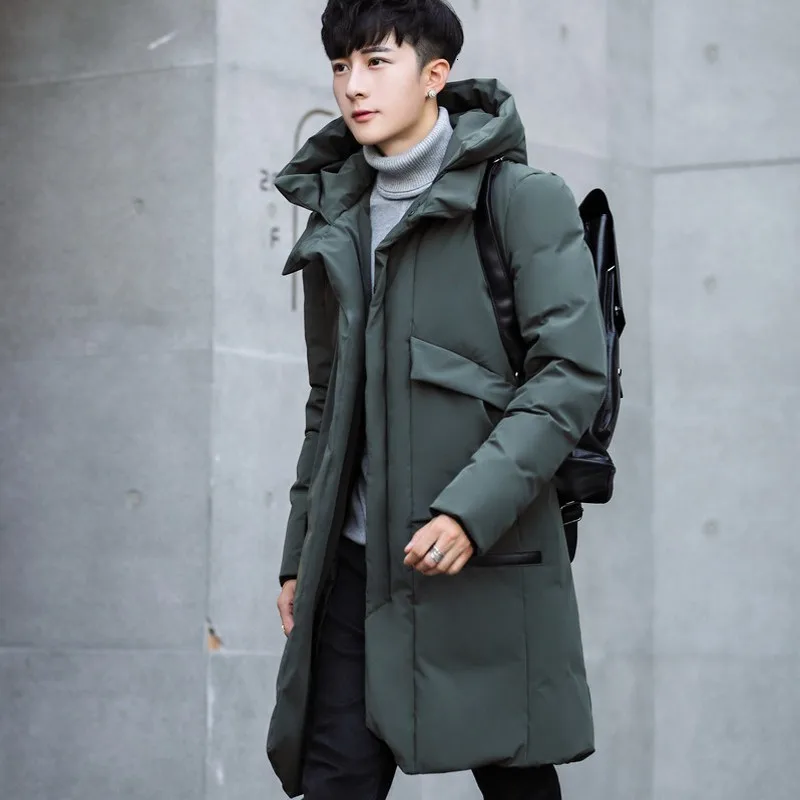 

New Winter Mens Casual Padded Thick Warm Parkas Mid Long Jacket Hoody Overcoat Windbreaker Coat Male Parka Plus Size 4XL Coats
