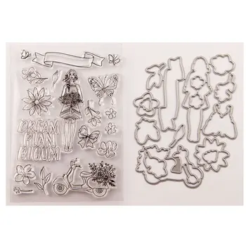 

Girl cover Metal Cutting Dies dream plan bloom Clear stamps and die set for Scrapbooking Album Paper Card Embossing craft dies