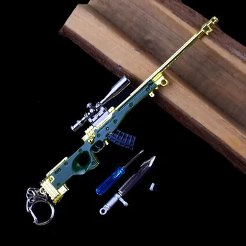 

Hot PUBG game Key chain 98K Sniper rifle alloy weapon model Key ring Weapon key chain 18cm children's toy key chains