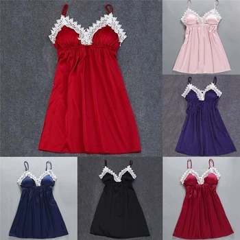 

Hot Women Sexy Lingerie Silk Robe Dress Lace Up Babydoll Nightgown Sexy Sleepwear Nightdresses Satin Faux Silk Dresses A20