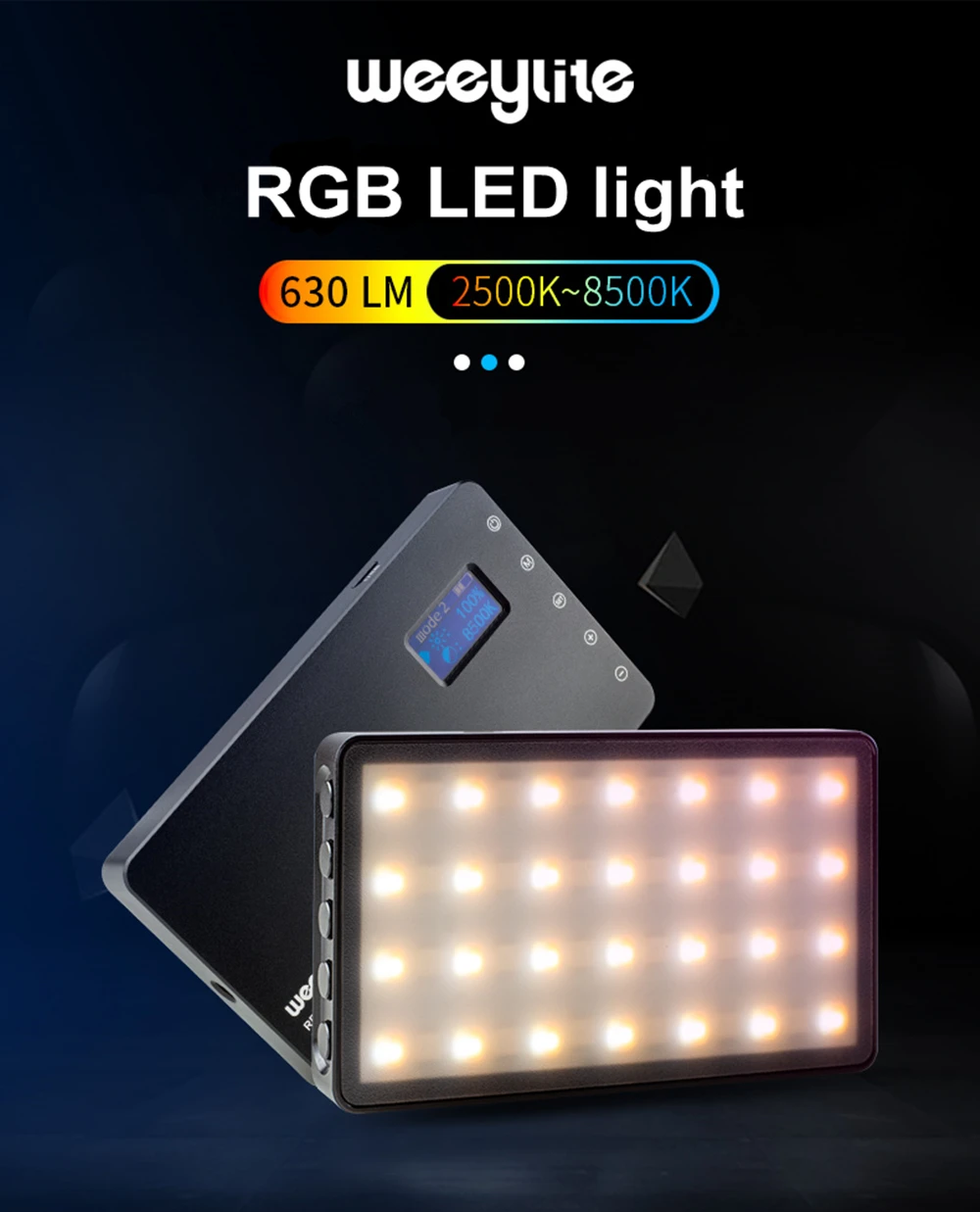 Weeylife RB08P RGB светодиодный светильник для камеры, полноцветный выходной видео светильник, комплект с регулируемой яркостью 2500 K-8500 K, двухцветный панельный светильник CRI 95