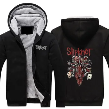 

2019 Winter Fashion Zipper Hoodies Jackets Slipknot Rock Band Print Thicken Warm Sweatshirt Punk Casual Streetwear Cotton Coats