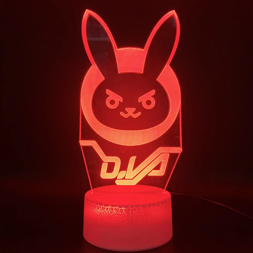 3d оптическая лампа игры Overwatch D. Va Hana песня Спальня украшение Ночной светильник лампа подарок на день рождения для ребенка светодиодный ночной Светильник