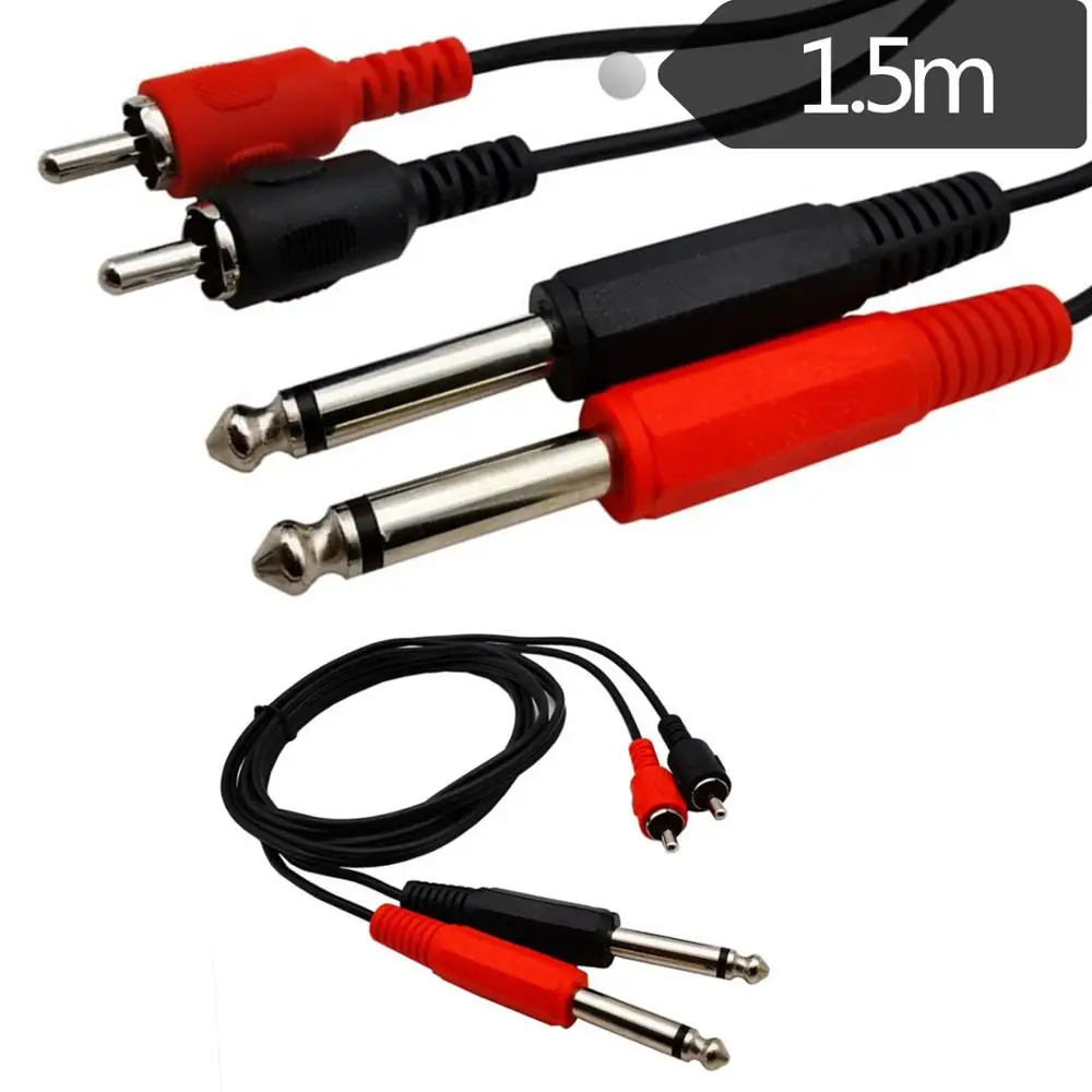 Двойной КАБЕЛЬ 6 35 мм TS на 2rca двойной 1/4 дюйма моно штекер 2 RCA TSR аудио