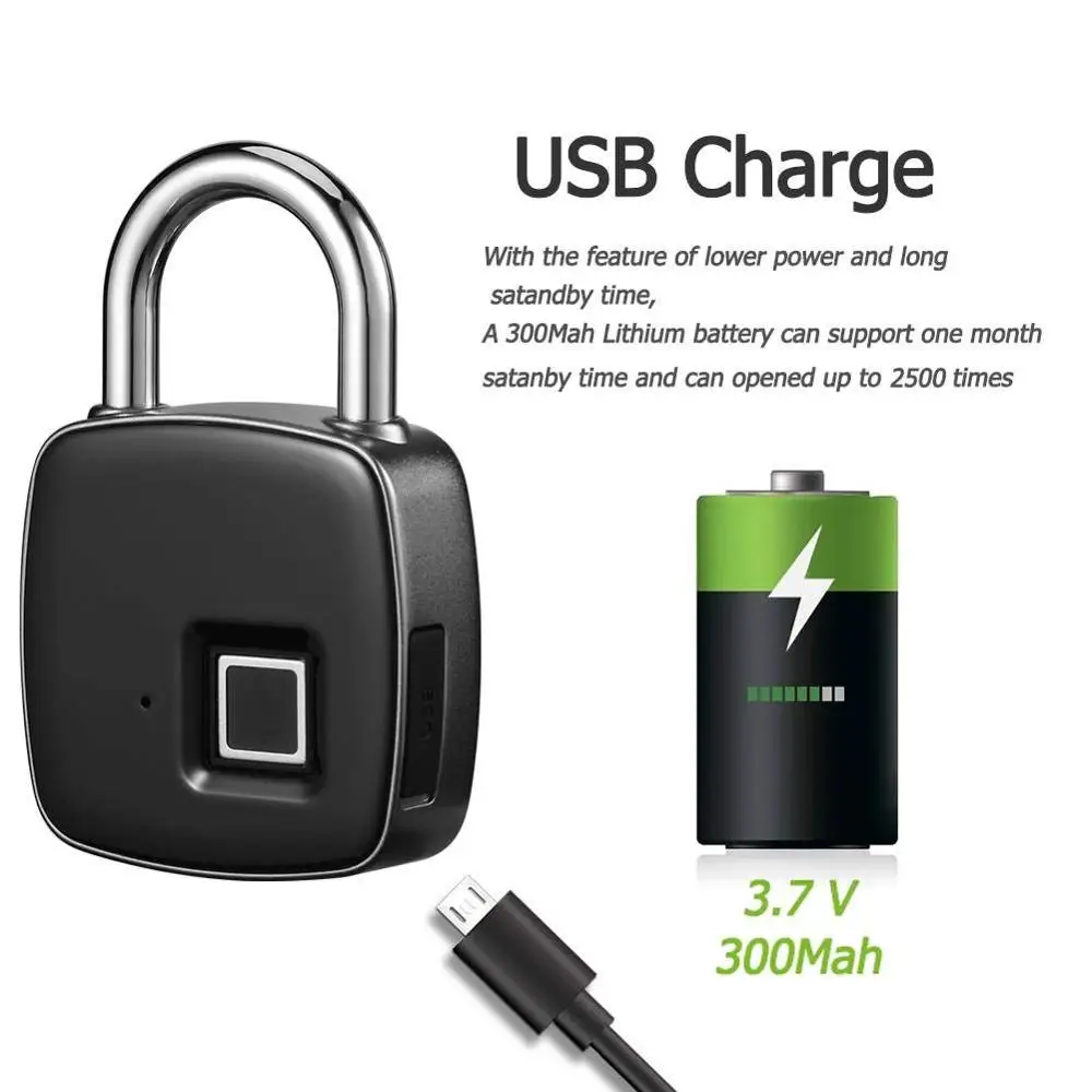 

Smart Keyless Door Lock Bluetooth Wireless APP Unlock Fingerprint Lock Security Padlock Support 40 Fingerpints Luggage Case Lock