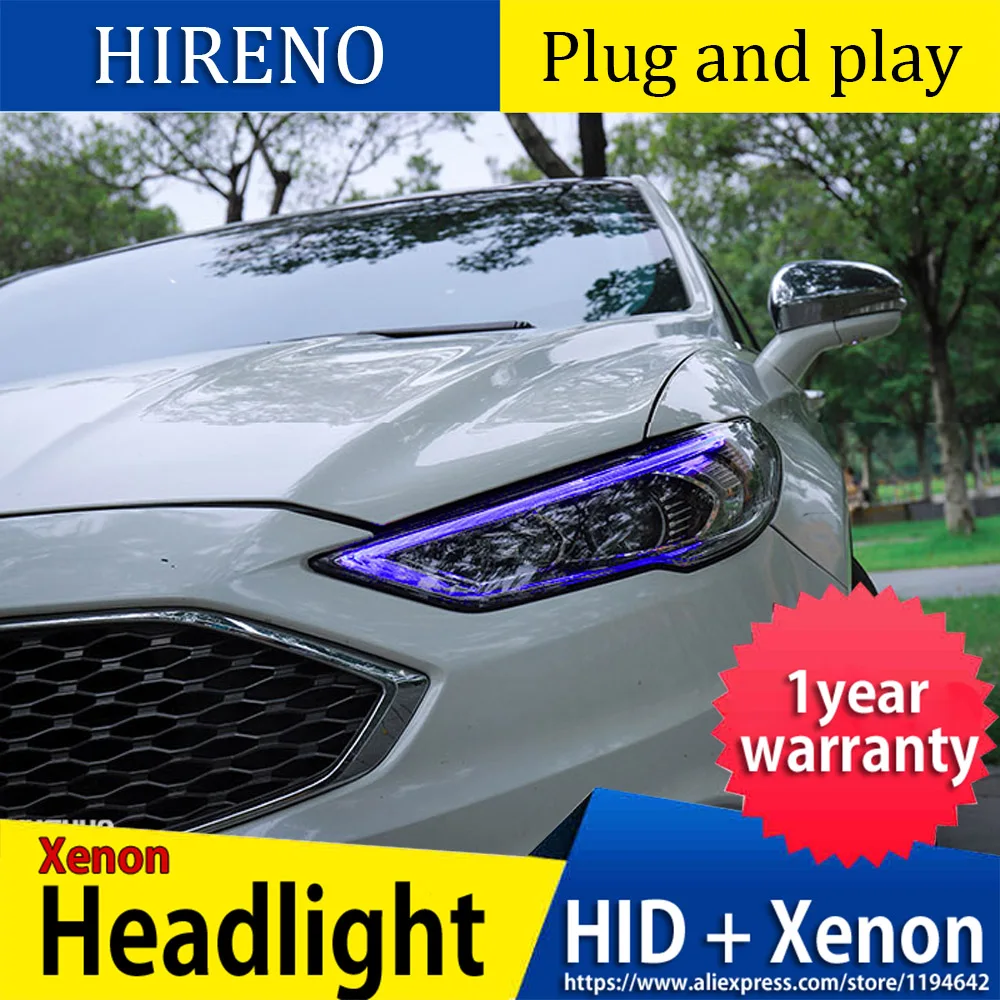 Car Styling Head Lamp for Ford Mondeo 2017 2018 Headlights Fusion Headlight Dynamic steering DRL H7 D2H Hid Bi Xenon Beam | Автомобили и