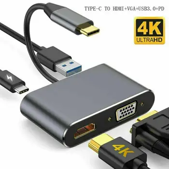 

Type C to PD Charging VGA 4K HDMI USB 3.0 Hub Adapter for Macbook Switch Samsung