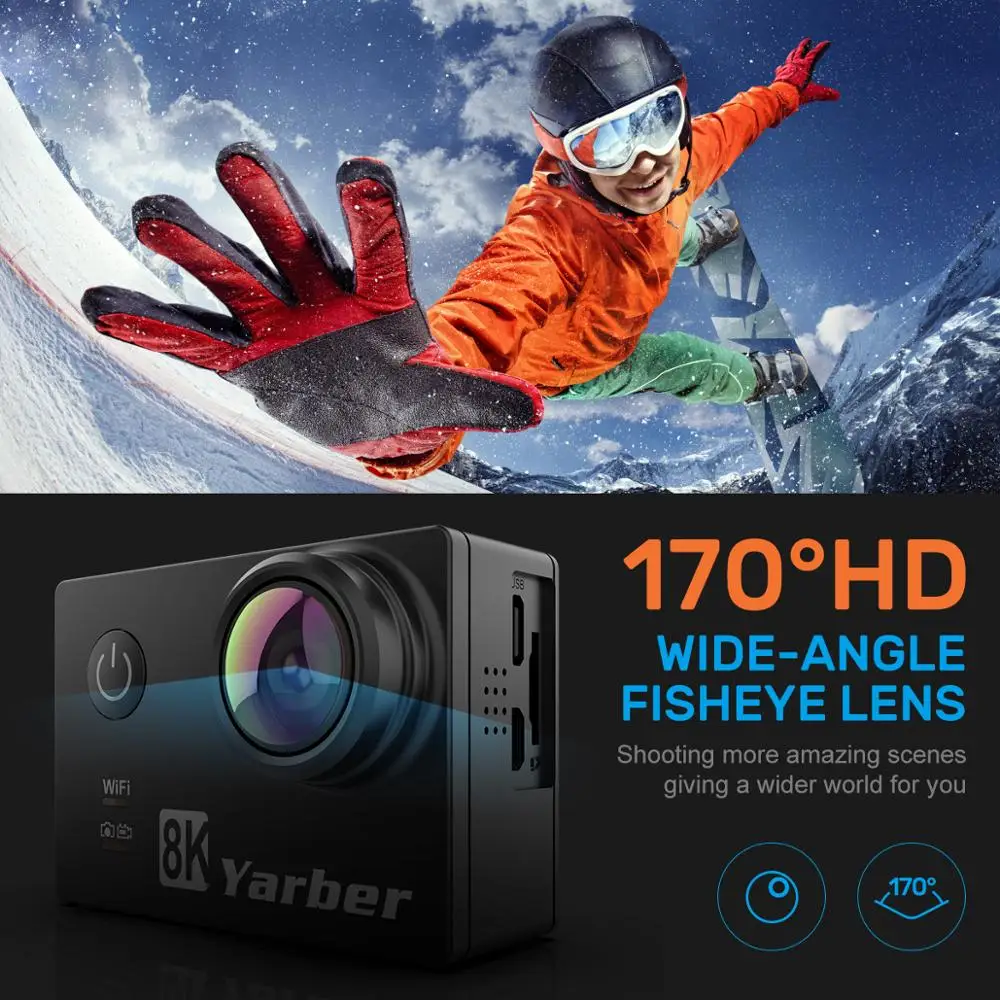 Новое поступление Yarber AR01 8K Экшн-камера 20MP Спортивная Запись видео wifi Bluetooth Камера водонепроницаемая на шлем для спортивной камеры видео камера