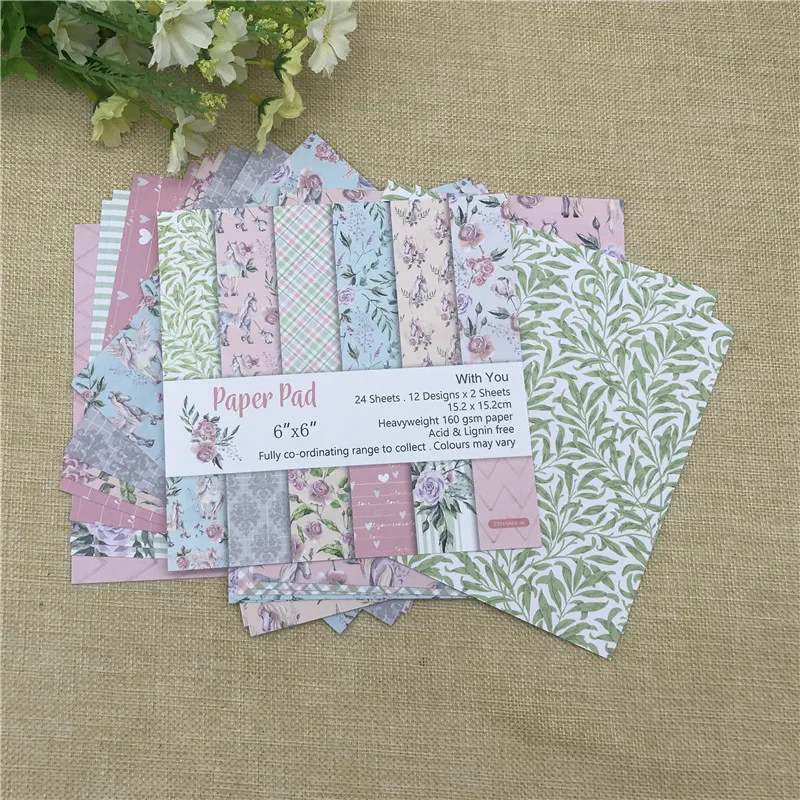 

6"X6"The With you flower patterned paper Scrapbooking paper pack handmade craft paper craft Background pad