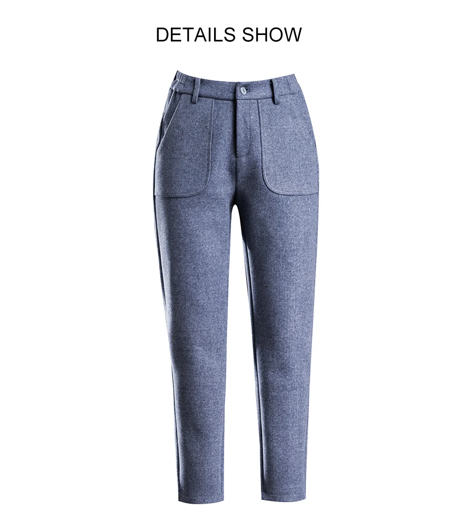 Shagege/ осенние женские эластичные шерстяные брюки, однотонные зимние шаровары с высокой талией, шерстяные повседневные тонкие свободные брюки до щиколотки