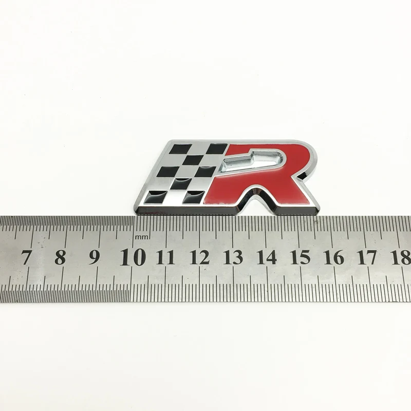 Металлическая 3D наклейка Гоночный флаг Логотип R эмблема значок Стайлинг