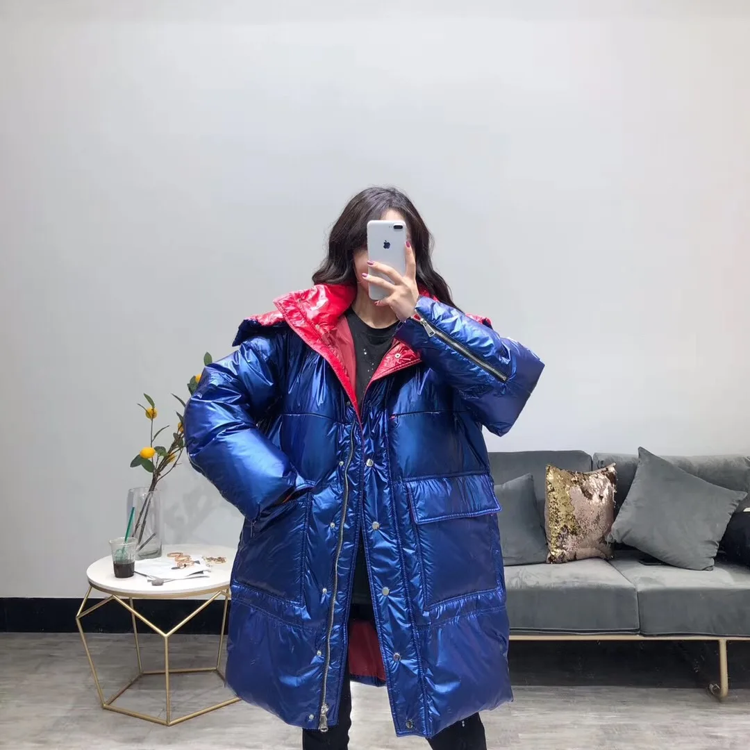 JuneLove Winter Down Jacket Women Plus Size Coat Female Hooded Thick White Duck Down Jacket Lady Fashion Street Warm Outerwears
