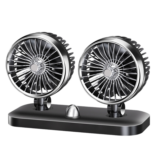 Dual Head Auto Fan 2 Speed Powerful Dashboard Cooling Air Circulator Suitable for Vehicles