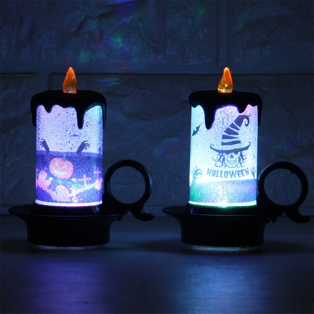 

Halloween LED Candle Multicolor Lamp Battery Powered Simulation Color Flame Flashing Electronic Light Home Party Decor