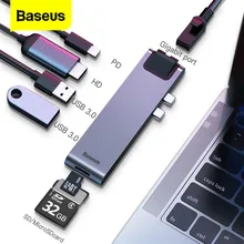 Baseus USB tipo C HUB a HDMI RJ45 Ethernet Multi USB 3.0 Thunderbolt 3 adattatore di alimentazione per MacBook Pro Air USB-C Dock Splitter