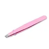 Hair Removal Tweezers Stainless Steel Eyebrow Tweezers Pink Slanted Black Tip Point Face Harmless Makeup Beauty Tool 4