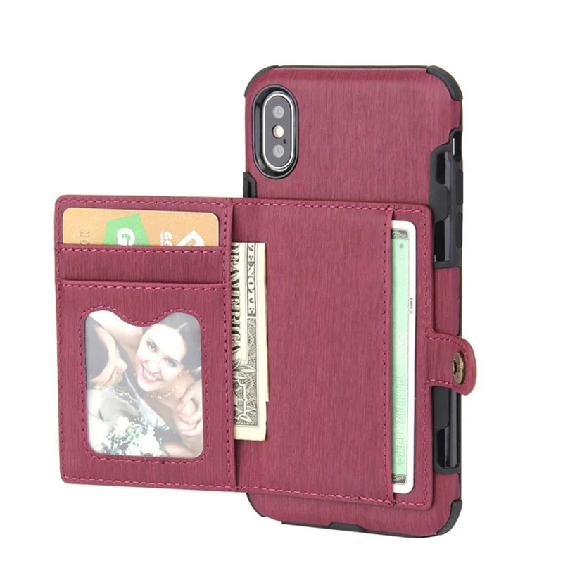 Кожаный чехол для телефона в стиле ретро iphone xs/xr/x/xs 6/7/8 Plus держатель карт