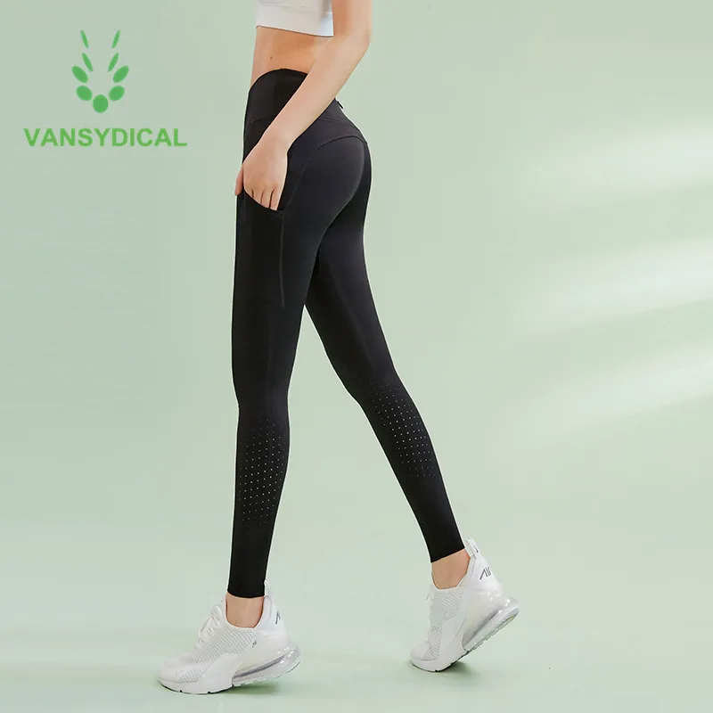 Womens High Waist Gym Leggings Pocket Fitness Sports Running Train Yoga Pants-UK 
