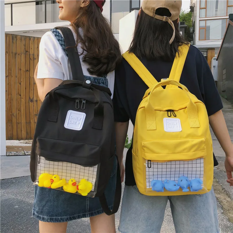 Рюкзак женский стиль мультфильм милая маленькая Желтая утка водонепроницаемый нейлон ткань рюкзак для старшеклассников школьный