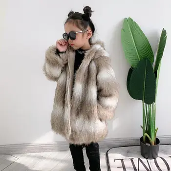 

Winter Children Faux Fur Coats Girl Imitation Fur hooded jackets Thicker Warm Outerwear parka Modis Kids Fur jackets Y2410