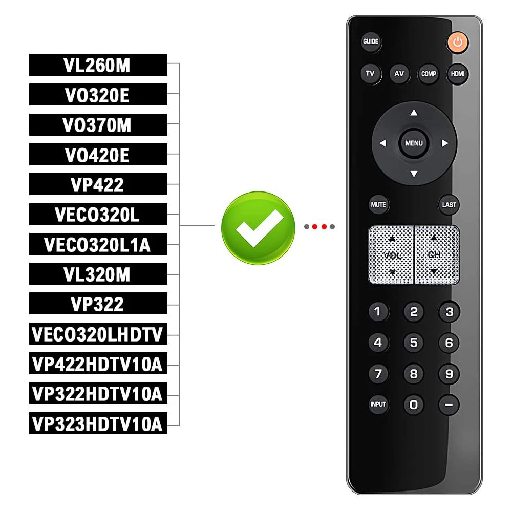 Neue VR2 Ersetzt Fernbedienung für Vizio TV RC-VR2 VP322 VX240M VP422 VL320M VO320E VO370M VL260M VO420E VECO320L VECO320L1A